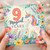 9th Birthday Card, Magical Years Unicorn and Floral Design