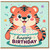 1st Birthday Card, Cute Tiger Holding Cake Birthday Card