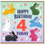 4th Birthday Card, Hoppy Birthday 4 Today Rabbit Card