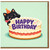 Cute Cat Birthday Card - Black Cat with Party Hat and Big Cake - Happy Birthday Cartoon - Fun Greeting Card for Lovers, Kids and Friends - Blank Inside