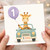 1st Birthday Card, Cute Giraffe Driving Car Card