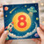 8th Birthday Card, Cute Space Rocket and Alien Design