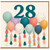 28th Birthday Card, Colourful Balloon and Tassel Design