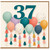 37th Birthday Card, Colourful Balloon and Tassel Design
