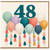 48th Birthday Card, Colourful Balloon and Tassel Design