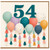 54th Birthday Card, Colourful Balloons and Tassels Design