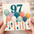 97th Birthday Card, Colourful Balloons and Tassels Design