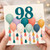 98th Birthday Card, Colourful Balloon and Tassel Design