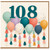 108th Birthday Card, Colourful Balloon Design