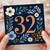 32nd Birthday Card, Floral Number 32 Birthday Card