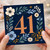 41st Birthday Card, Floral Botanical Number 41 Card