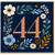 44th Birthday Card, Floral Number 44 Card