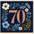 70th Birthday Card, Floral Navy Design