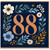 88th Birthday Card, Floral Number 88 Card