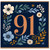 91st Birthday Card, Floral Number 91 Greeting Card