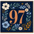 97th Birthday Card, Floral Navy Blue Number 97 Birthday Card