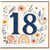 18th Birthday Card, Floral Watercolour Number 18 Card