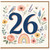 26th Birthday Card, Floral Watercolor Number 26 Birthday Card
