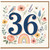 36th Birthday Card, Floral Bird and Butterfly Design