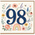 98th Birthday Card, Floral Number 98 Card with Bird, Butterflies and Rainbow