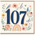 107th Birthday Card, Floral Bird and Butterflies Design