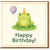 Cute Frog Birthday Card with Balloon and Party Hat - Happy Birthday Animal Design on Lily Pad - Adorable Kids or Adults Greeting Card