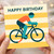 Happy Birthday Cycling Card - Modern Graphic Bike Rider Design with Bold Stripes - Birthday Card for Cyclists & Bicycle Lovers