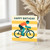 Happy Birthday Cycling Card - Modern Graphic Bike Rider Design with Bold Stripes - Birthday Card for Cyclists & Bicycle Lovers