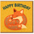 Cute Fox Birthday Card - Happy Birthday - Sleeping Fox Illustration with Floral Details - Woodland Animal Lover Greeting Card for Adults or Children