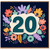 20th Birthday Card, Floral Number 20 Design