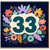 33rd Birthday Card, Floral Number 33 Card