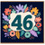 46th Birthday Card, Colourful Floral Number 46 Card