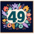 49th Birthday Card, Colourful Floral Number 49 Card