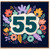 55th Birthday Card, Floral Number 55 Card