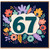 67th Birthday Card, Floral Number 67 Birthday Card