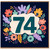 74th Birthday Card, Floral Number 74 Card