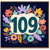 109th Birthday Card, Floral 109 Birthday Card