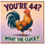 44th Birthday Card, You're 44? What the Cluck Funny Rooster Card