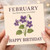 February Birthday Card - Violet Birth Flower Botanical Greeting Card, Floral Illustration, Elegant for February Born