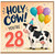 28th Birthday Card, Holy Cow You're 28 Cute Cow Balloon Design