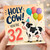 32nd Birthday Card, Funny Cow Balloon Design