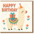 Colourful Llama Birthday Card - Cute Llama with Present and Party Hat - Happy Birthday Design - Fun Cartoon Animal Greeting Card - Blank Inside - For Kids or Adults