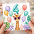 4th Birthday Card, Giraffe Jungle Balloon Card