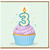 3rd Birthday Card, Cute Cupcake Birthday Card