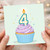 4th Birthday Card, Cute Cupcake Candle Design