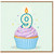 9th Birthday Card, Cute Cupcake Candle Design
