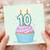 10th Birthday Card, Cute Cupcake Design