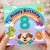 8th Birthday Card, Cute Animal Rainbow Happy Birthday Today Card