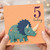 5th Birthday Card, Cute Triceratops Dinosaur Card