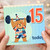 15th Birthday Card, Cute Bear Weightlifting Card, Today Birthday Greeting Card